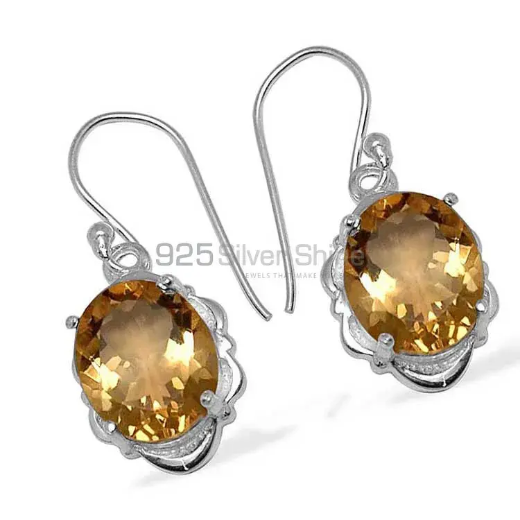 925 Sterling Silver Earrings In Natural Citrine Gemstone 925SE791_1