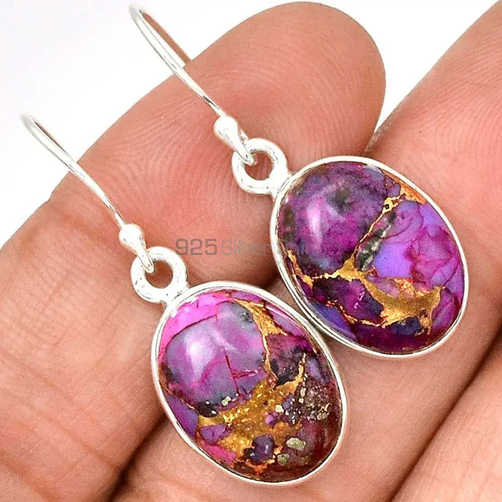 925 Sterling Silver Earrings In Natural Mohave Purple Turquoise Gemstone 925SE2348_1