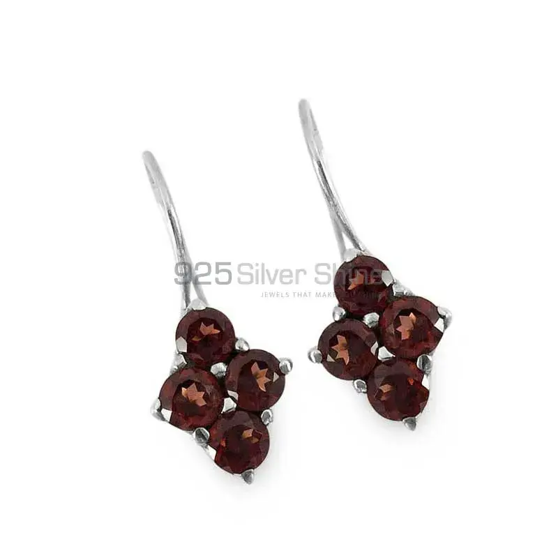 925 Sterling Silver Earrings In Semi Precious Garnet Gemstone 925SE1336_1