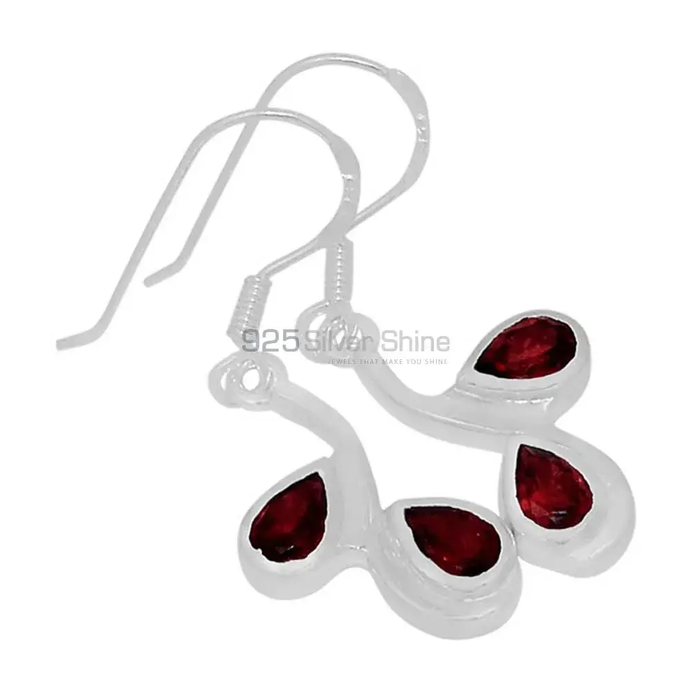 925 Sterling Silver Earrings In Semi Precious Garnet Gemstone 925SE555_0