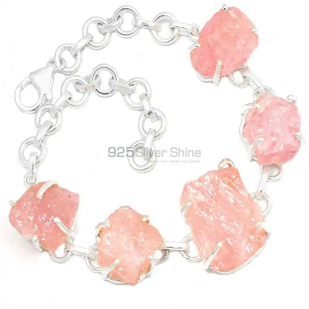 925 Sterling Silver Handmade Bracelets In Rose Quartz Gemstone Jewelry 925SB313-1_1