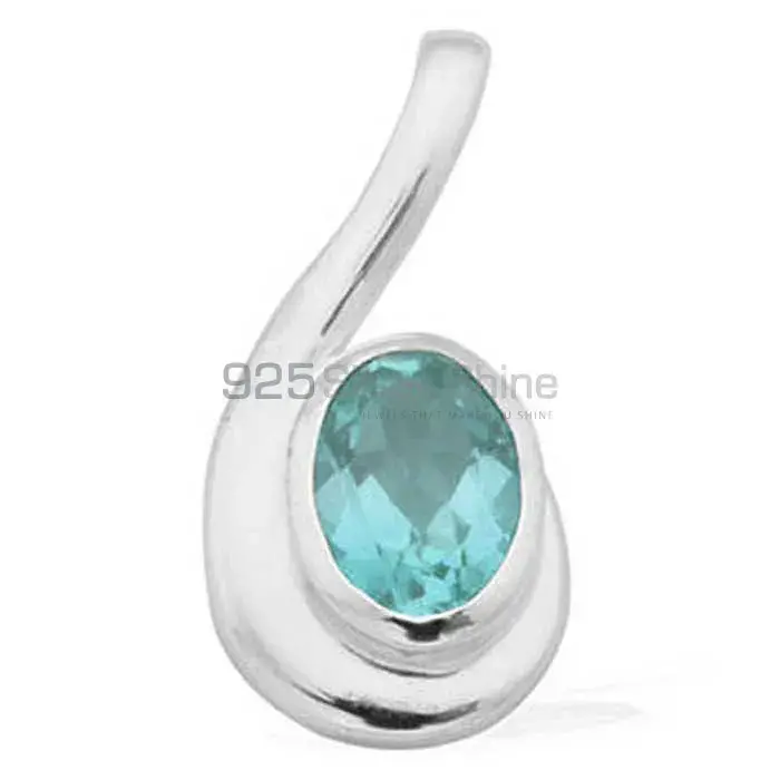 925 Sterling Silver Handmade Pendants In Blue Topaz Gemstone Jewelry 925SP1621_0