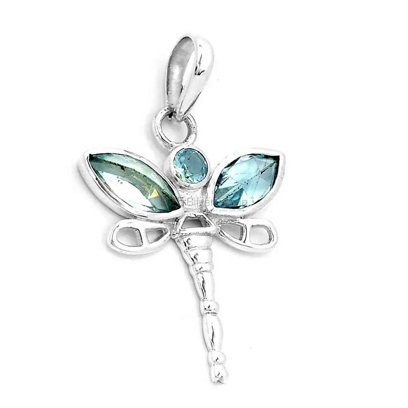 925 Sterling Silver Handmade Pendants In Blue Topaz Gemstone Jewelry 925SSP324-1_1