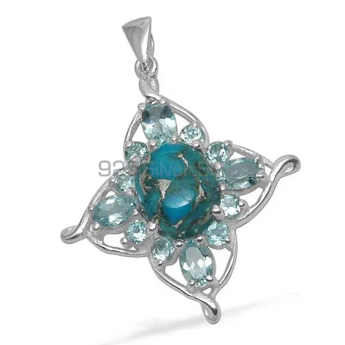 925 Sterling Silver Handmade Pendants In Multi Gemstone Jewelry 925SP1471_1