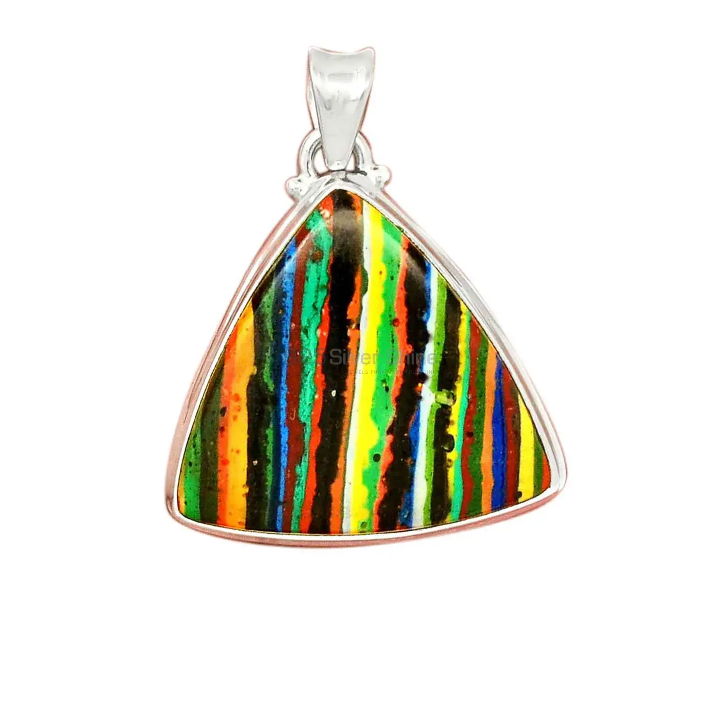 925 Sterling Silver Handmade Pendants In Rainbow Calsilica Gemstone Jewelry 925SP148_13