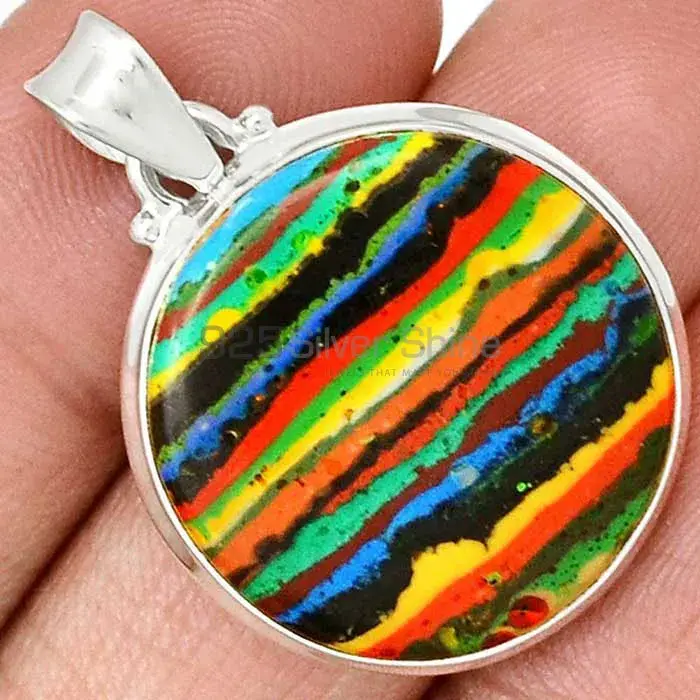 Handmade Sterling Rainbow store Calsilica Pendant