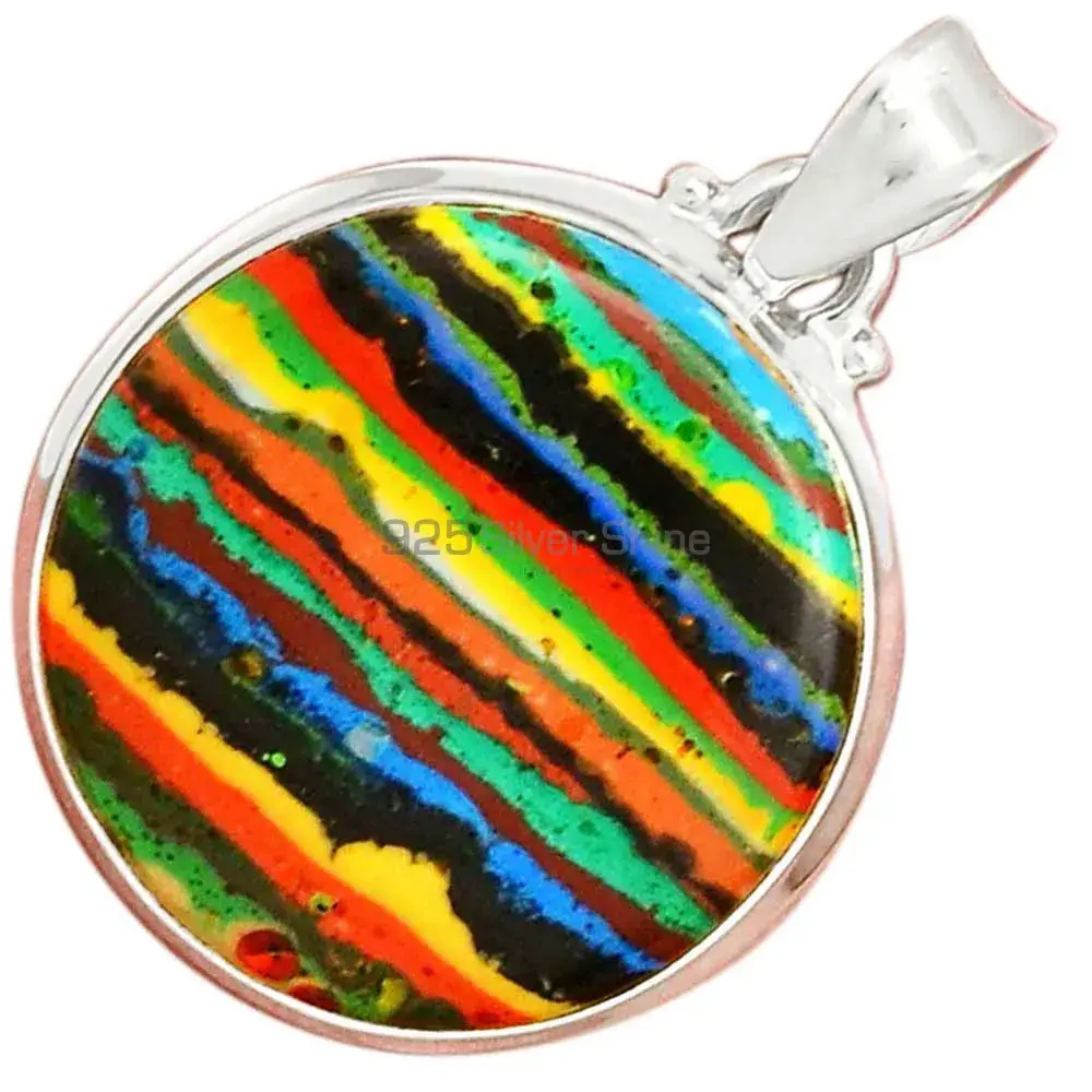 925 Sterling Silver Handmade Pendants In Rainbow Calsilica Gemstone Jewelry 925SP148_6