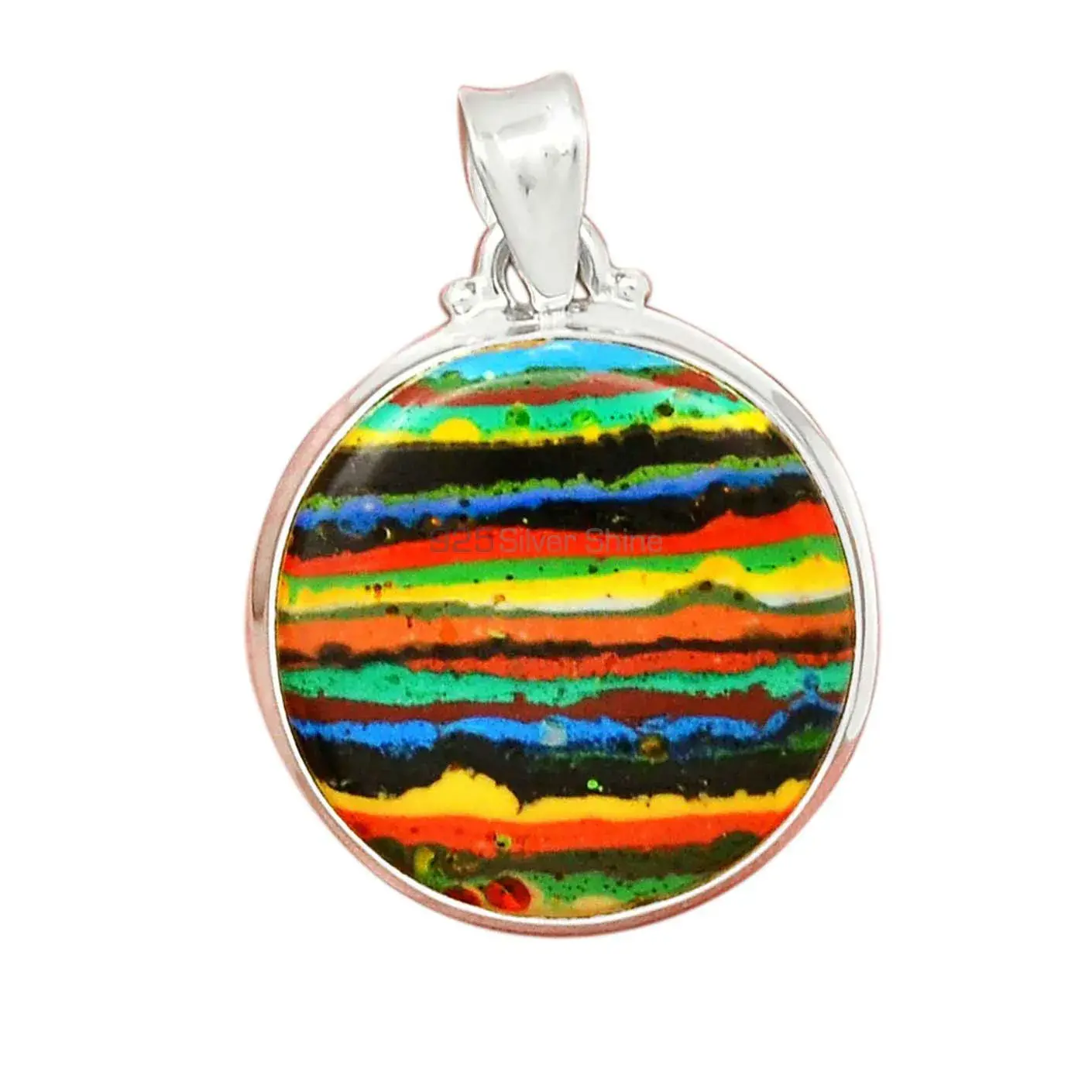 925 Sterling Silver Handmade Pendants In Rainbow Calsilica Gemstone Jewelry 925SP148_7