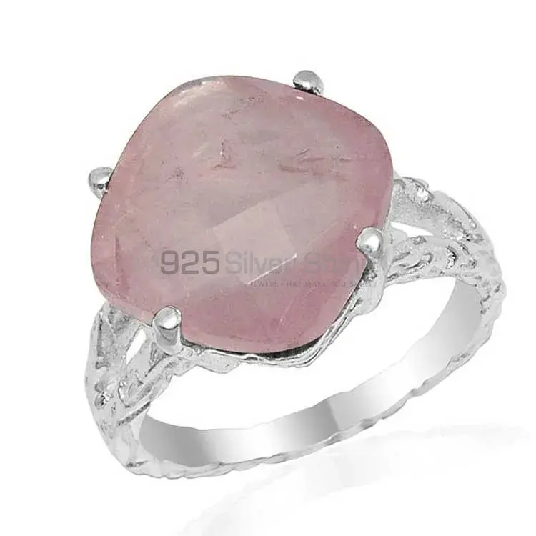 925 Sterling Silver Rings In Genuine Rose Quartz Gemstone 925SR1617_1