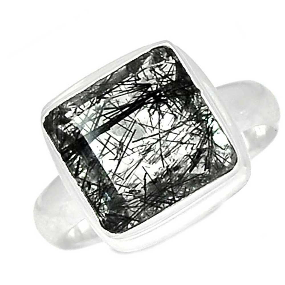 925 Sterling Silver Rings In Natural Black Rutile Gemstone 925SR1011_0