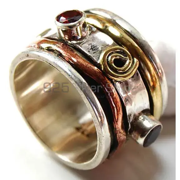 Three Tone Sterling Silver Garnet Rings 925SR3759_0