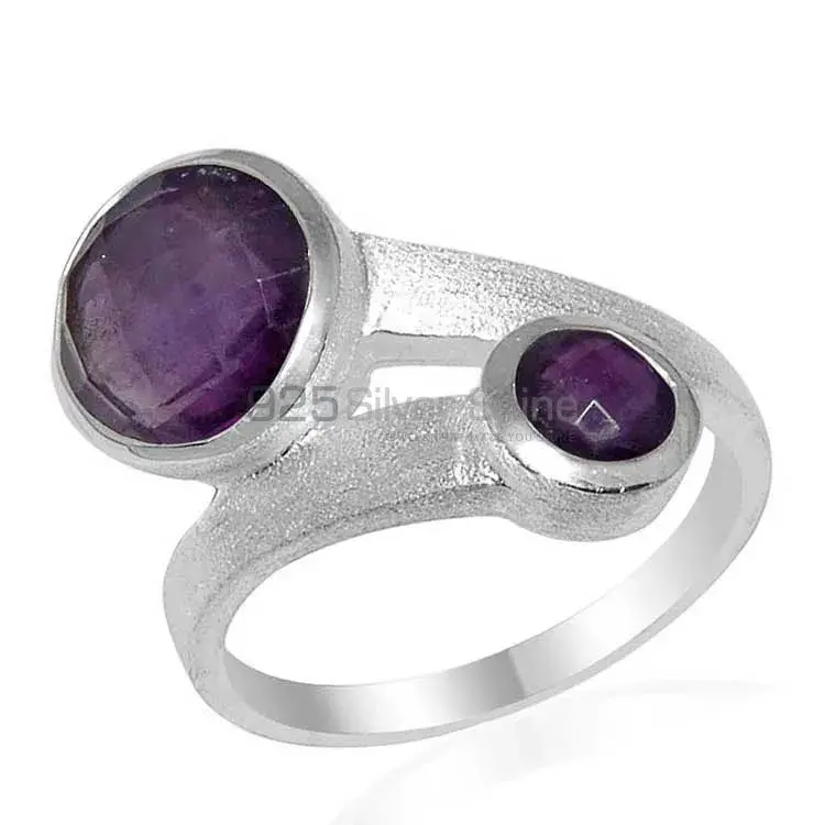 Tow Stone Amethyst Silver Rings 925SR1616_1