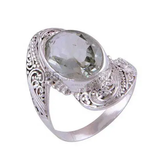 Fine Work Sterling Silver Green Amethyst Rings 925SR4112_1
