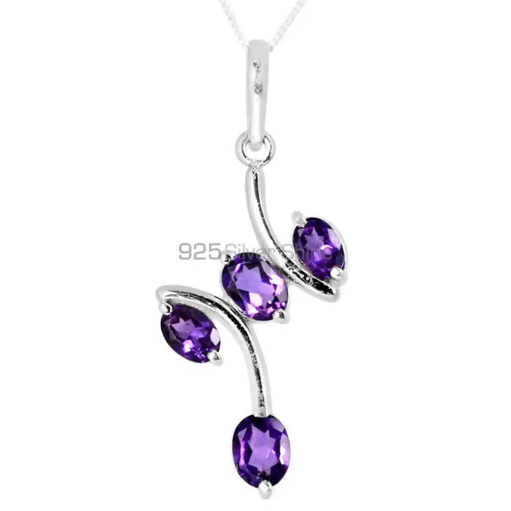 Amethyst Gemstone Handmade Pendants In Solid Sterling Silver Jewelry 925SP243-4