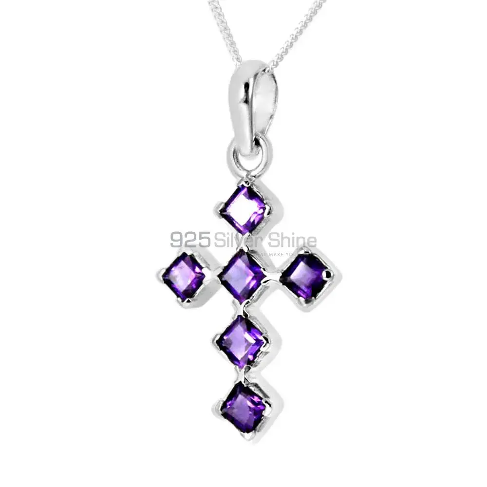 Amethyst Gemstone Pendants In 925 Solid Silver Jewelry 925SP228-3_0