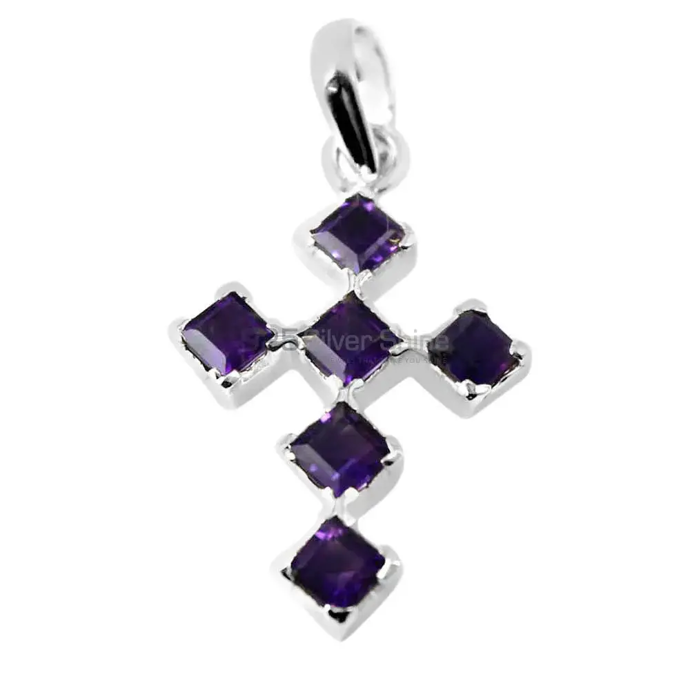 Amethyst Gemstone Pendants In 925 Solid Silver Jewelry 925SP228-3_1