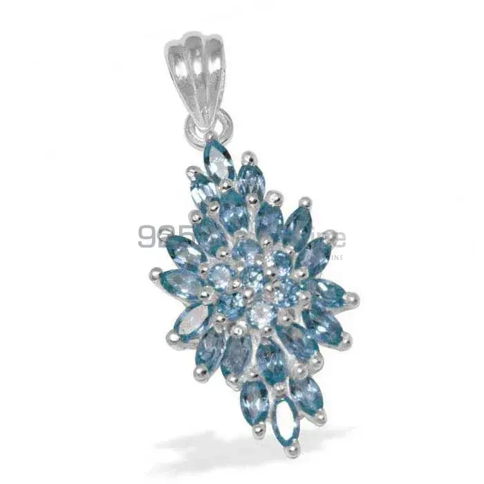 Blue Topaz Gemstone Handmade Pendants In 925 Sterling Silver Jewelry 925SP1496_0