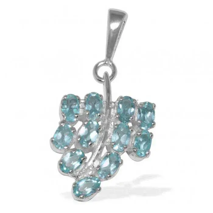 Blue Topaz Gemstone Handmade Pendants In 925 Sterling Silver Jewelry 925SP1646
