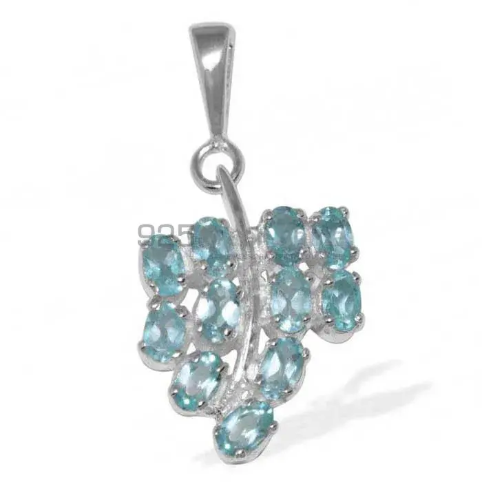 Blue Topaz Gemstone Handmade Pendants In 925 Sterling Silver Jewelry 925SP1646_0