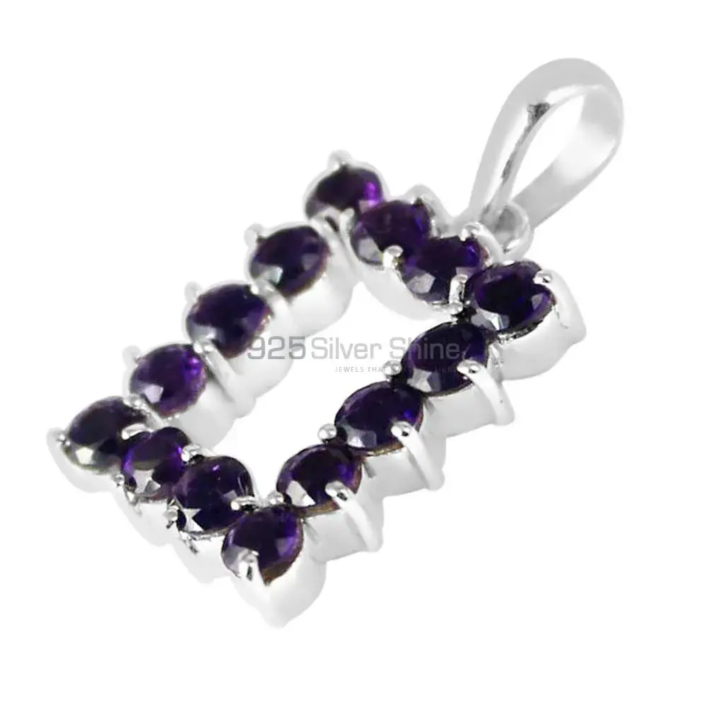 Fine Sterling Silver Pendants In Amethyst Gemstone Jewelry 925SP255-3_1