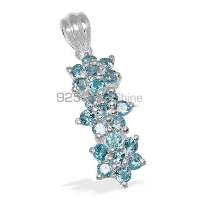 Fine Sterling Silver Pendants In Blue Topaz Gemstone Jewelry 925SP1483_1