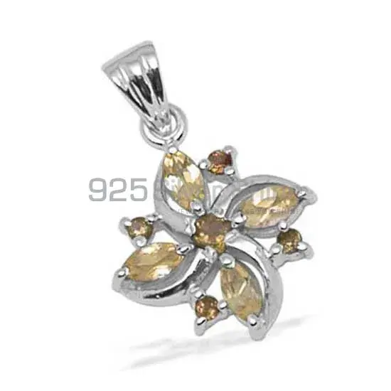 Fine Sterling Silver Pendants In Citrine Gemstone Jewelry 925SP1383_0