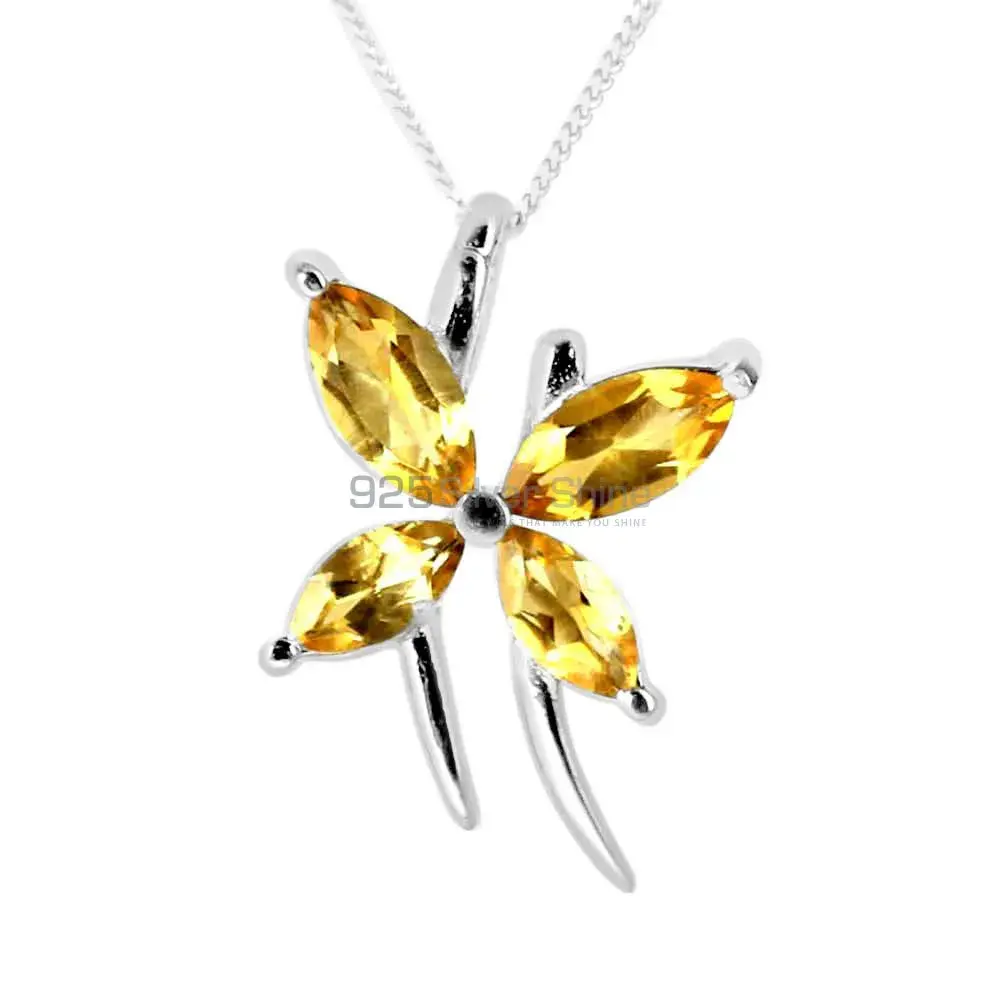 Fine Sterling Silver Pendants In Citrine Gemstone Jewelry 925SP223-5_0