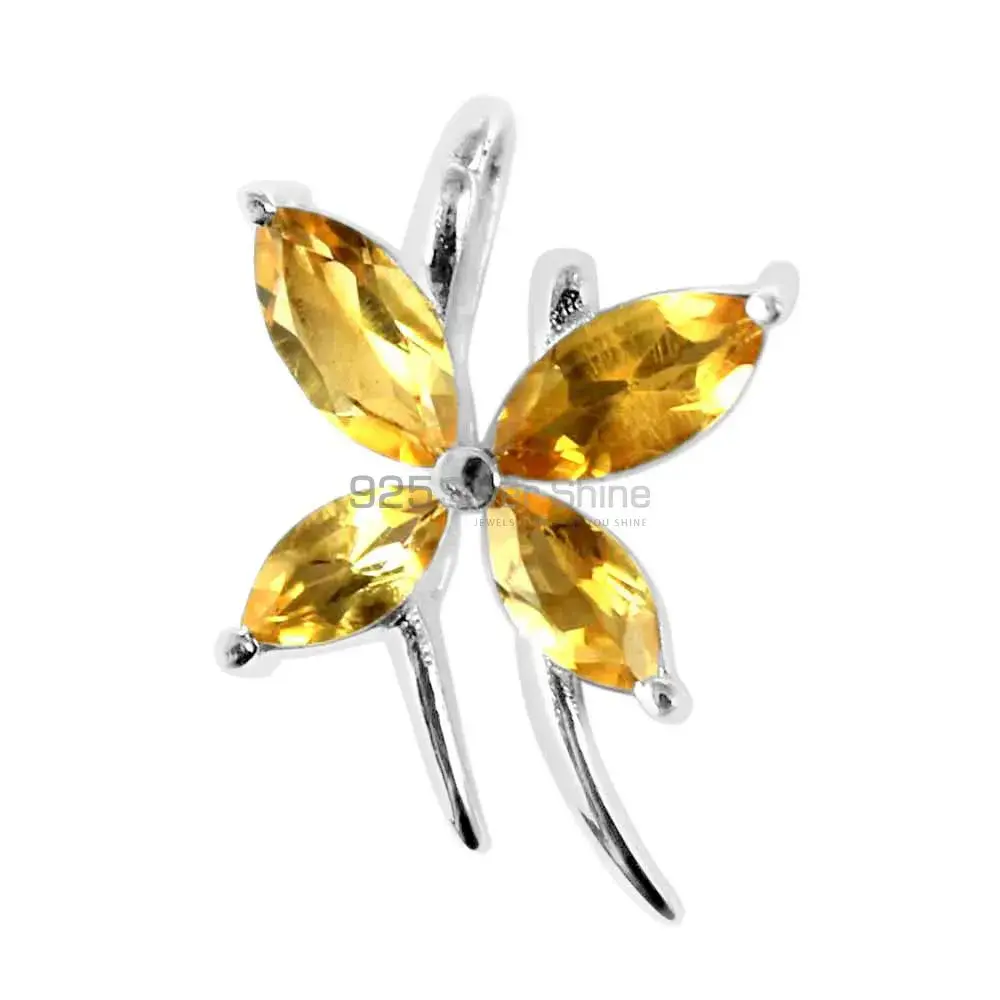 Fine Sterling Silver Pendants In Citrine Gemstone Jewelry 925SP223-5_1