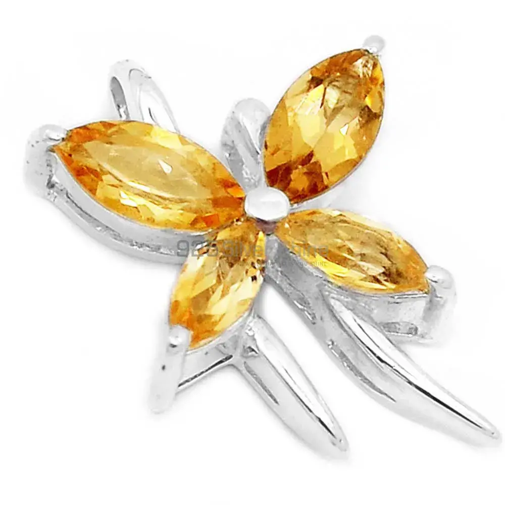 Fine Sterling Silver Pendants In Citrine Gemstone Jewelry 925SP223-5_2