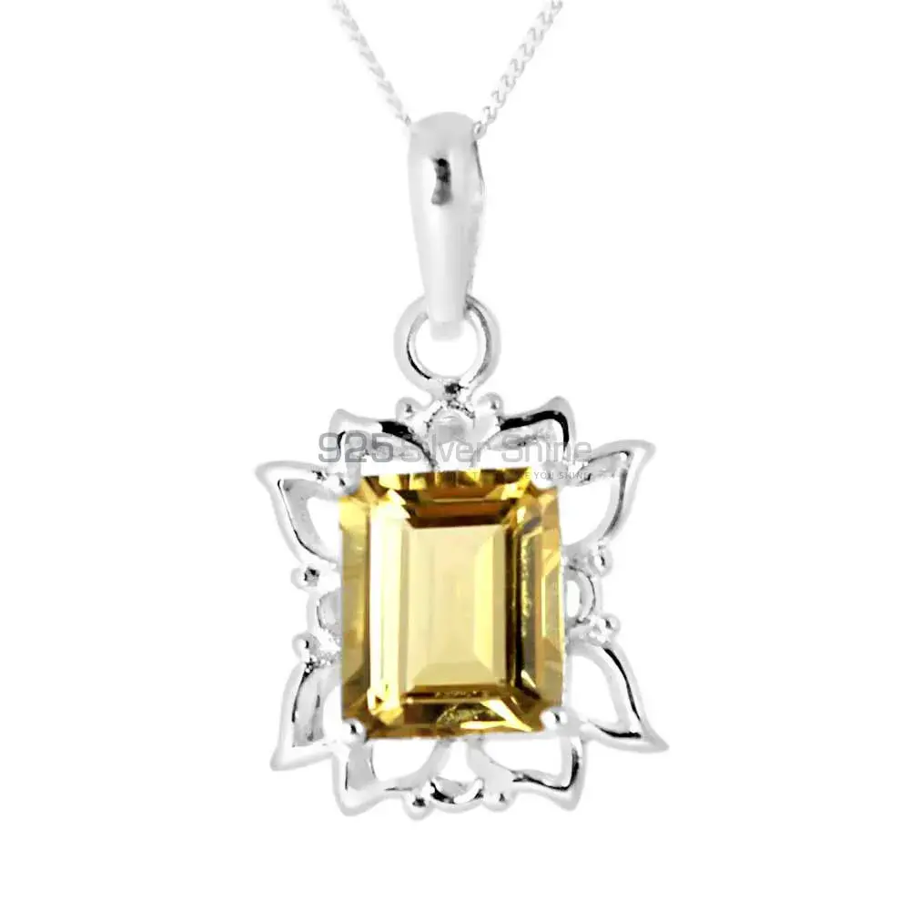 Fine Sterling Silver Pendants In Citrine Gemstone Jewelry 925SP239-3_0