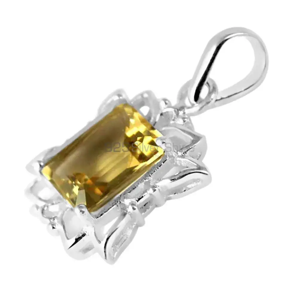Fine Sterling Silver Pendants In Citrine Gemstone Jewelry 925SP239-3_1