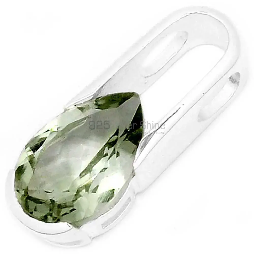 Fine Sterling Silver Pendants In Green Amethyst Gemstone Jewelry 925SSP344-1_1