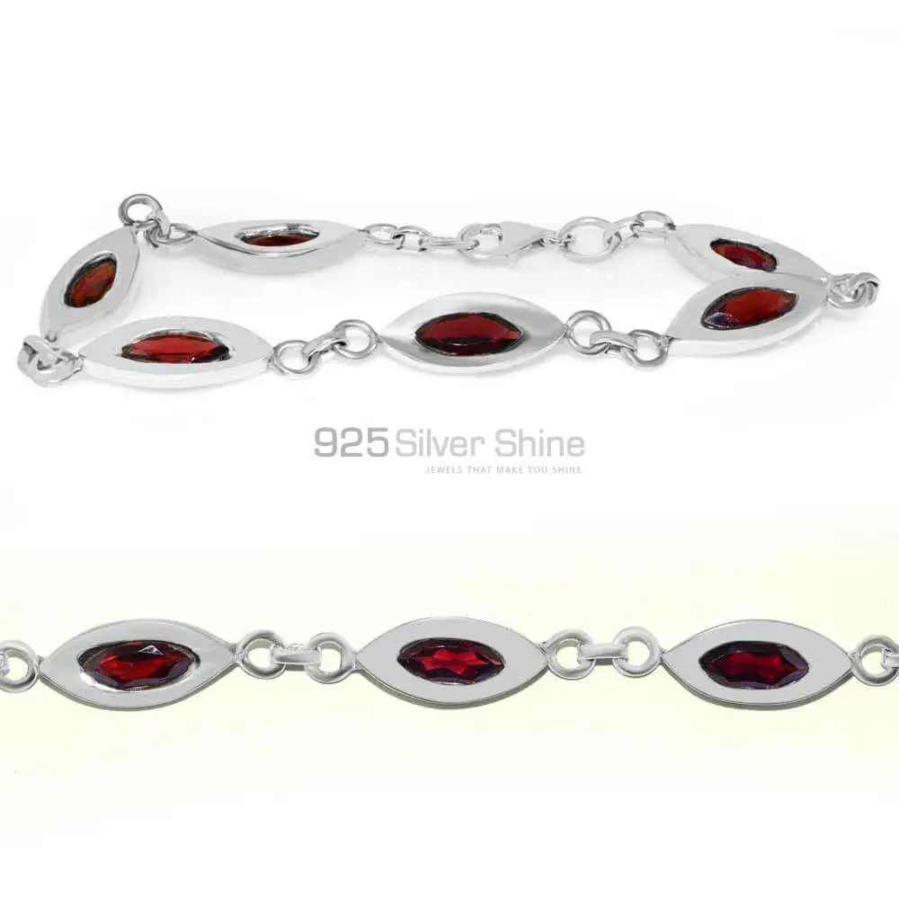 Garnet Gemstone Bracelets In Fine Sterling Silver Jewelry 925SB241_0
