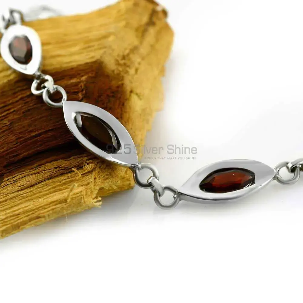 Garnet Gemstone Bracelets In Fine Sterling Silver Jewelry 925SB241_1