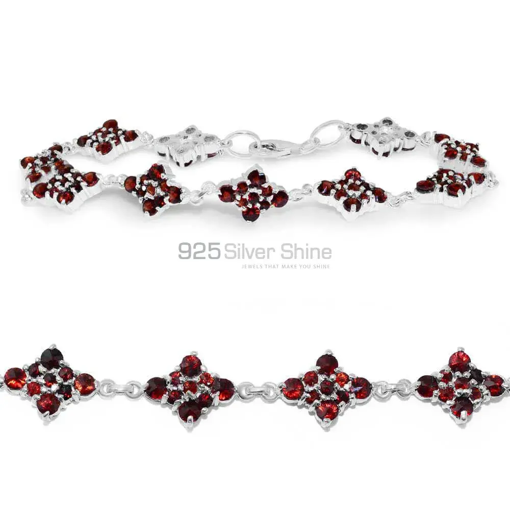 Garnet Gemstone Handmade Bracelets In Solid Sterling Silver Jewelry 925SB236_0