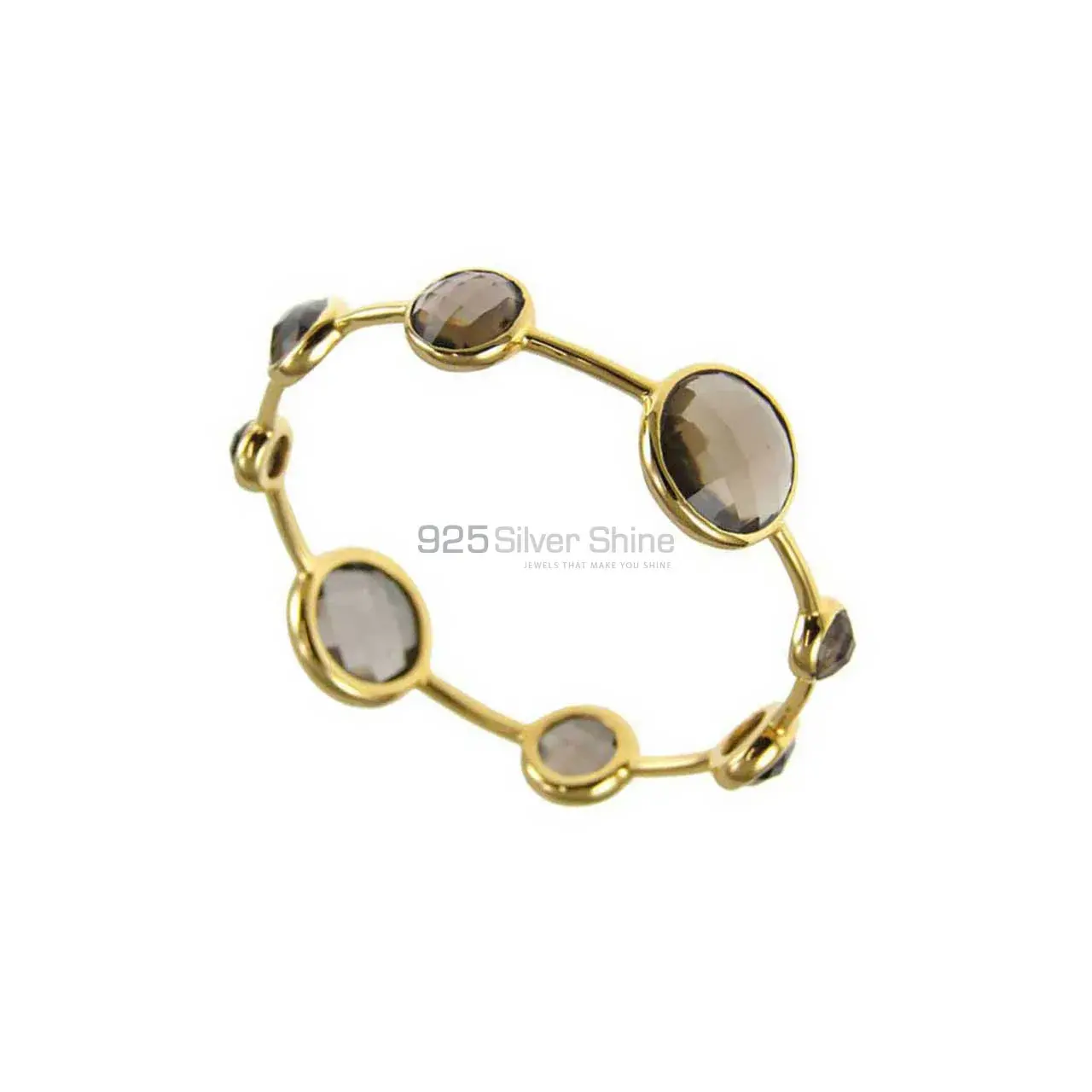 Gold Plated 925 Sterling Silver Bracelets In Smoky Quartz Gemstone 925SSB20_0