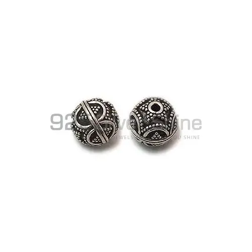 Handmade 925 Sterling silver 9.8x9.5mm Round Fine Beads. Sold Per Package of 10-925SBF106