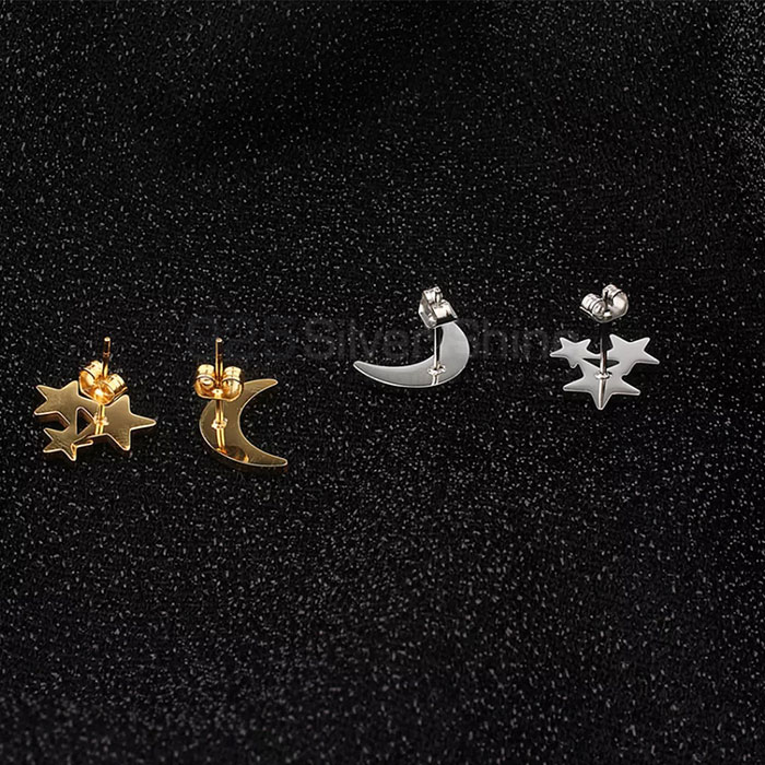 Moon Star Stud Earring In 925 Silver Jewelry MOME388_0
