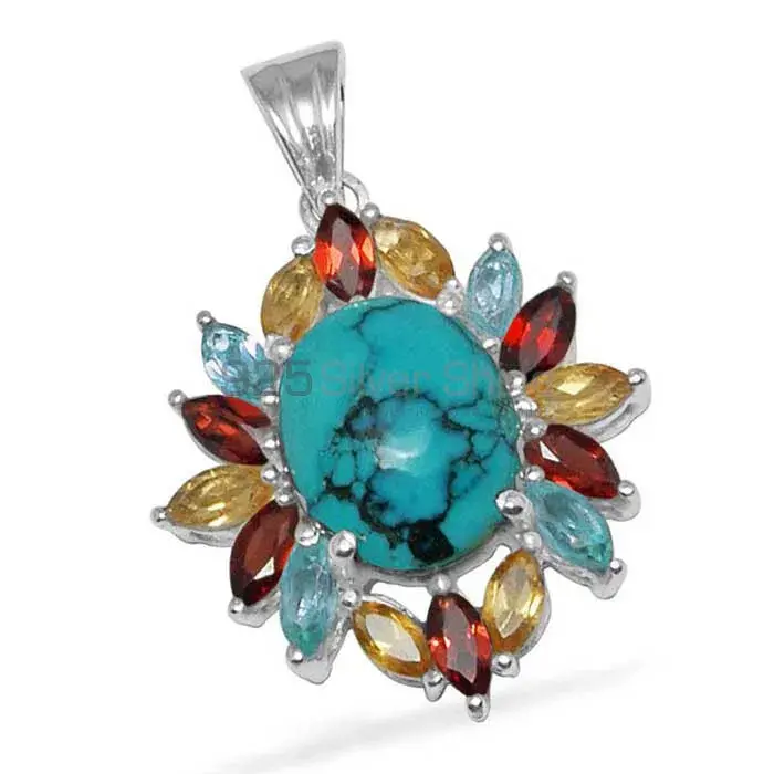 Multi Gemstone Handmade Pendants In Solid Sterling Silver Jewelry 925SP1452_1