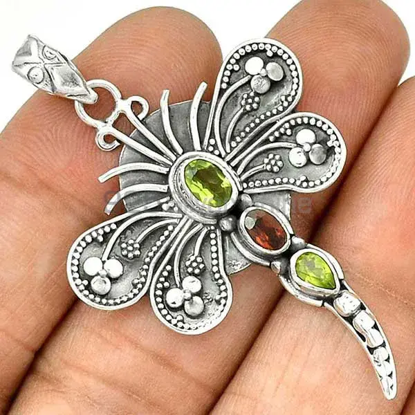 Multi Gemstone Pendants In Fine Sterling Silver Jewelry 925SP30-1_1