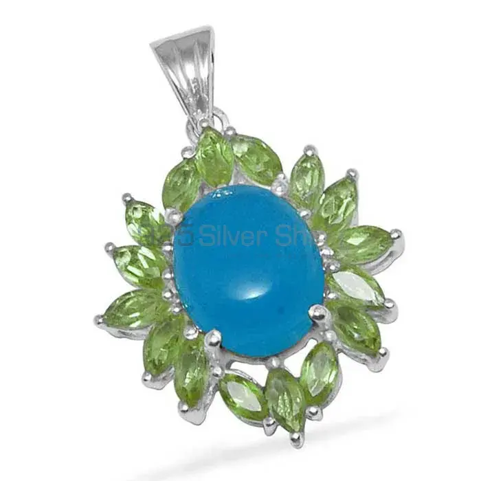 Multi Gemstone Pendants In Fine Sterling Silver Jewelry 925SP1458_1