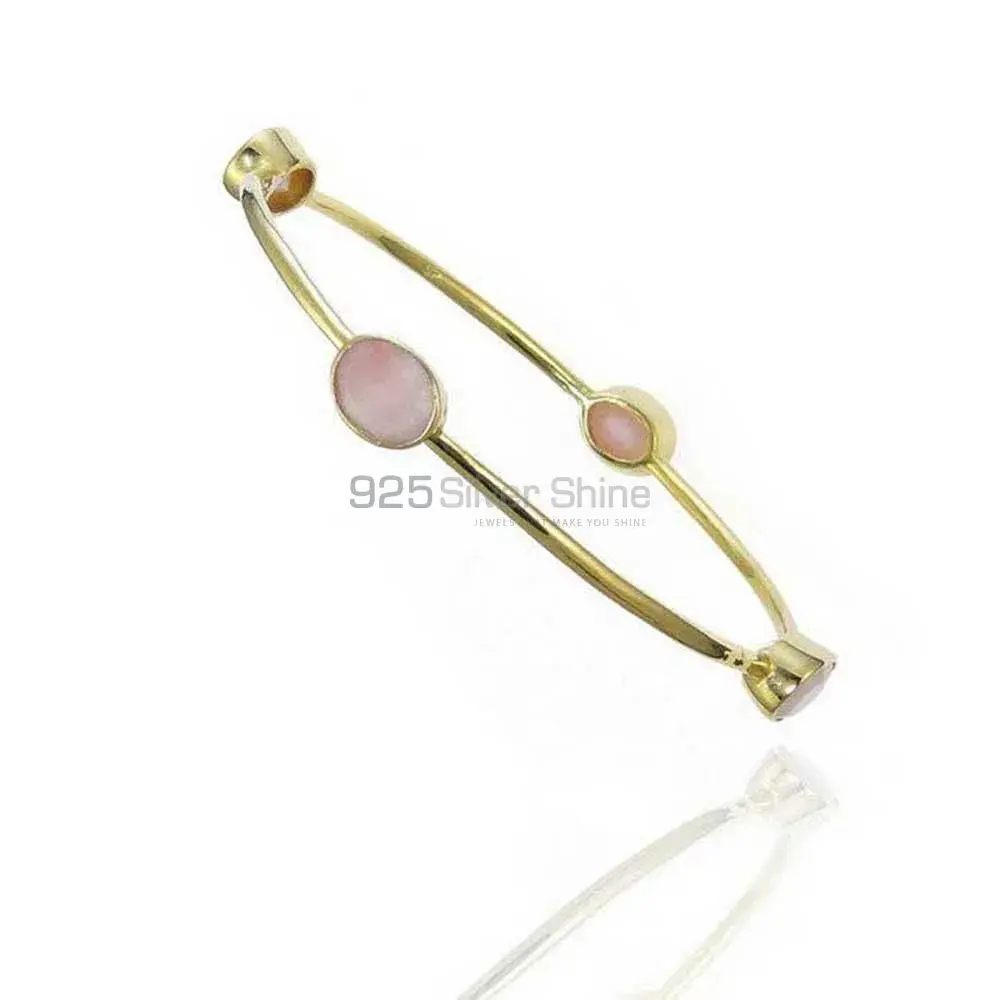 Rose Quartz Gemstone Bangles In 925 Sterling Silver Gold Vermeil 925SSB113_0