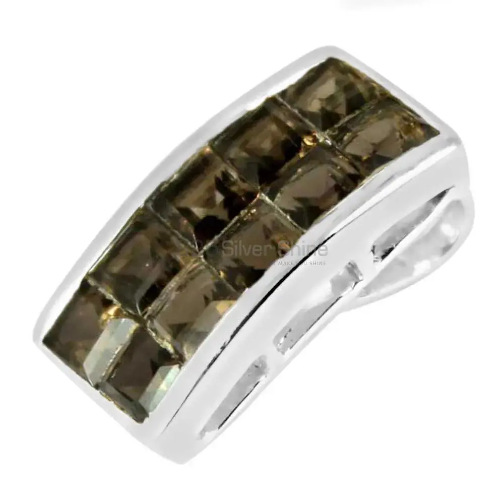 Smokey Gemstone Pendants In 925 Solid Silver Jewelry 925SP245-3_1