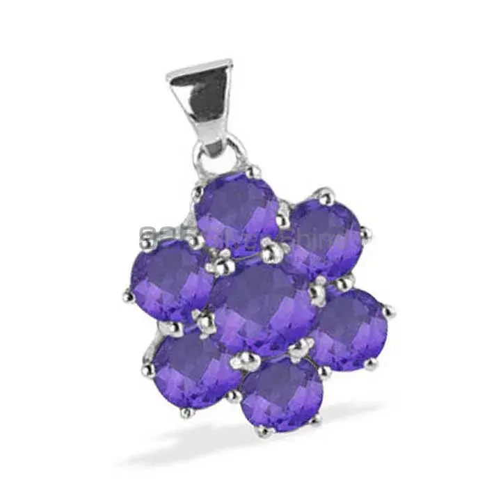 Solid Sterling Silver Handmade Pendants In Amethyst Gemstone Jewelry 925SP1627_0