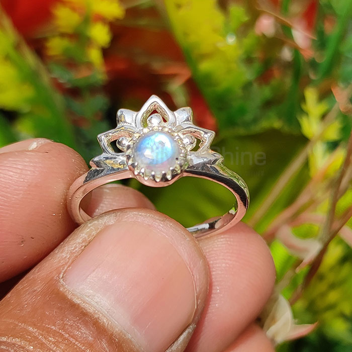 Sterling Silver Ring In Natural Rainbow Moonstone Jewelry SSR44_1