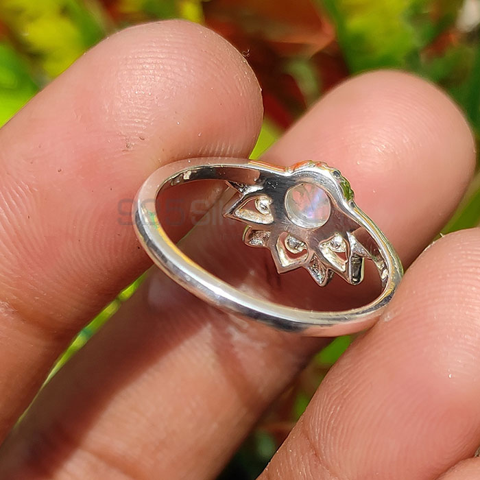 Sterling Silver Ring In Natural Rainbow Moonstone Jewelry SSR44_2