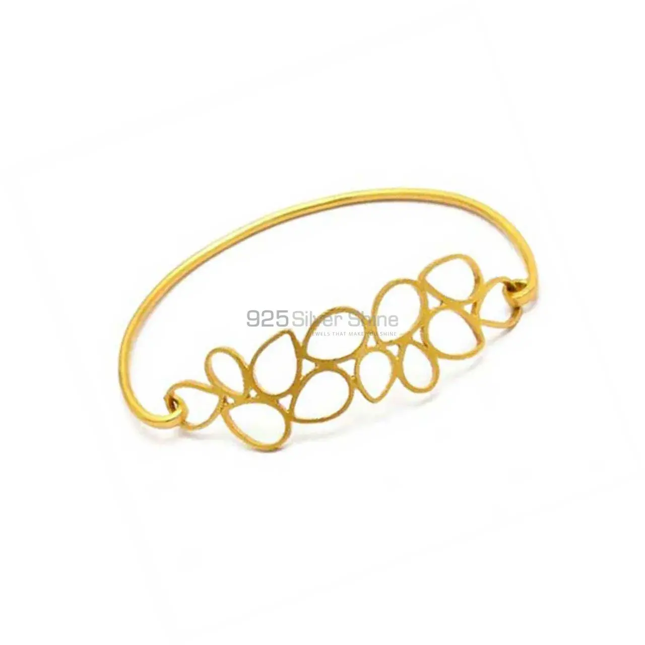 Stunning Plain Bracelet In 925 Sterling Silver Gold Vermeil Jewelry 925SSB28_0