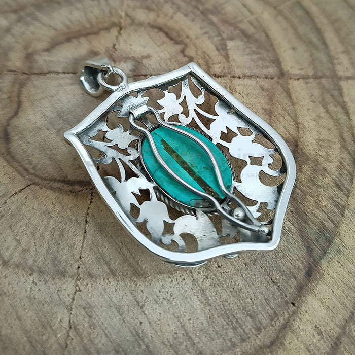 Turquoise Gemstone Pendant In Sterling Silver 925NSP32_1