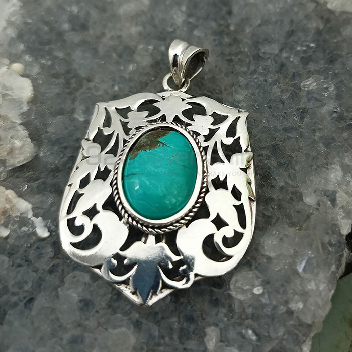 Turquoise Gemstone Pendant In Sterling Silver 925NSP32_3