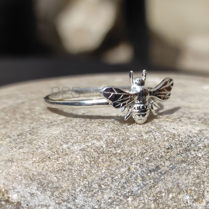 925 Sterling Silver Bumble Bee Ring | Two-Tone Insect Band Ring (R77)